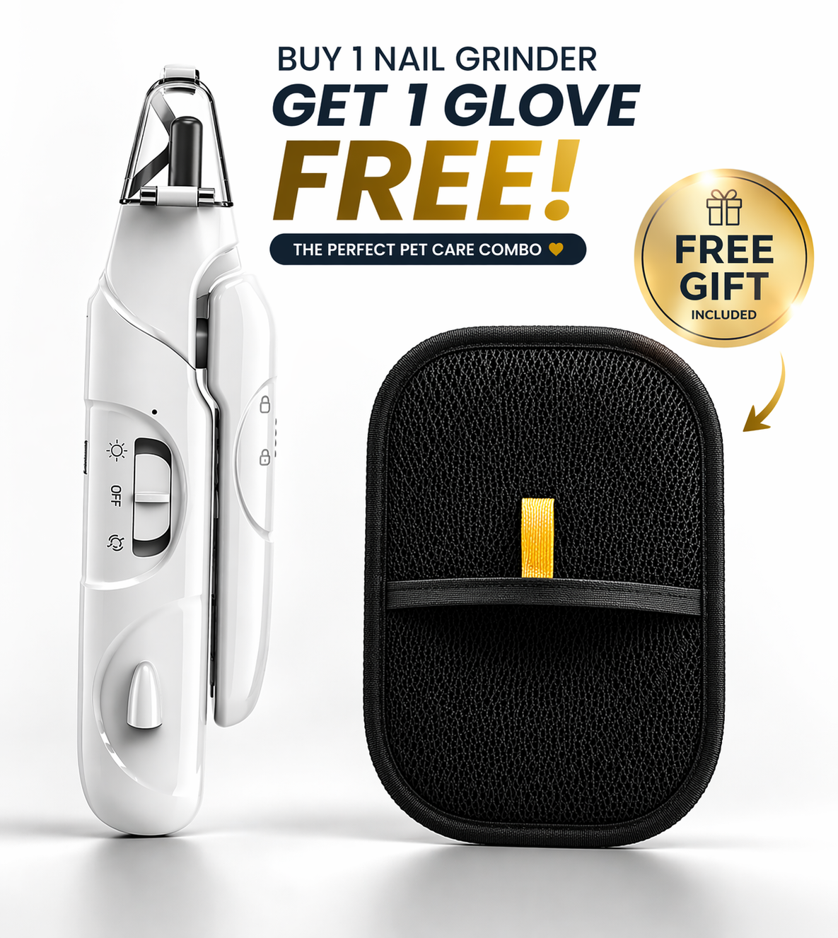 Pet Nail Grinder & Clipper 2-in-1 🐾 | Free Grooming Glove Included (Limited Offer)